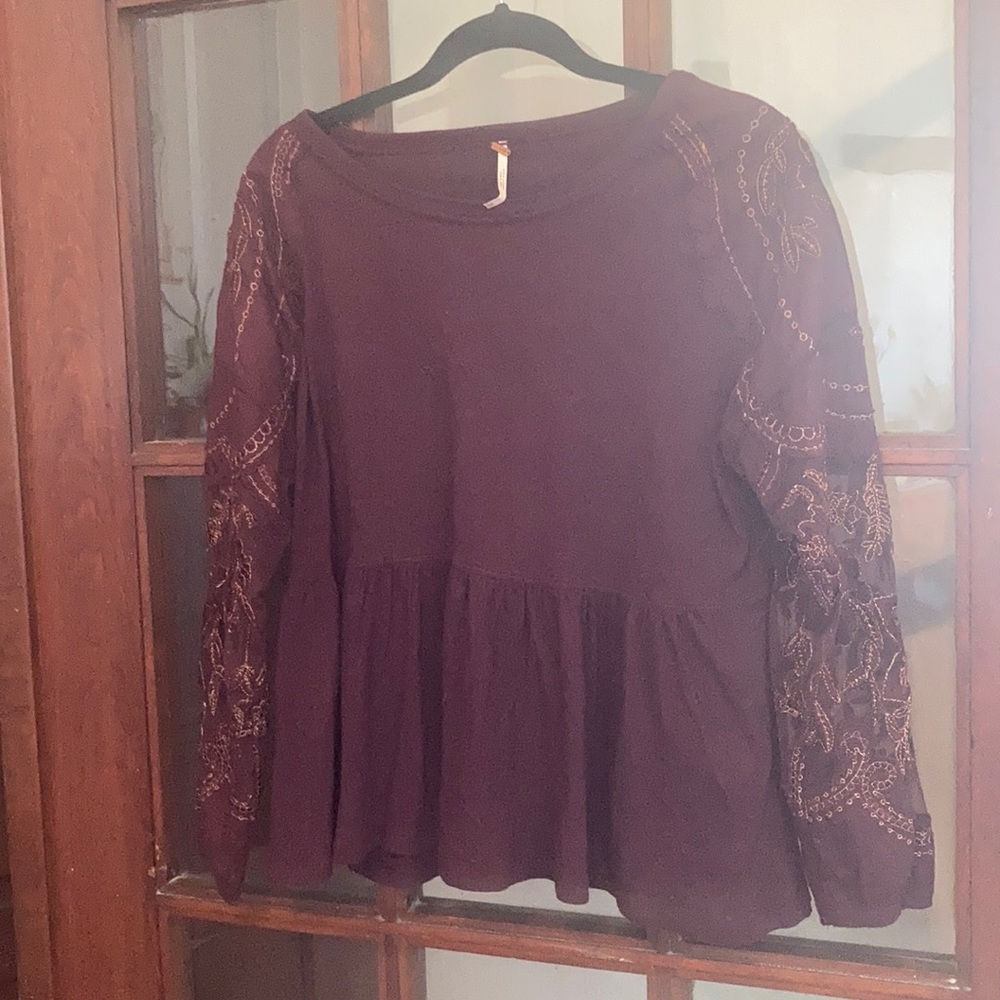 Free People • wine peplum top